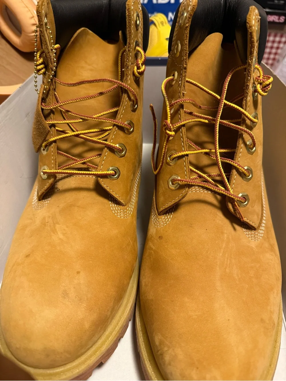 Timberland Men’s Wheat Nubuck Work Boots with Black Collar